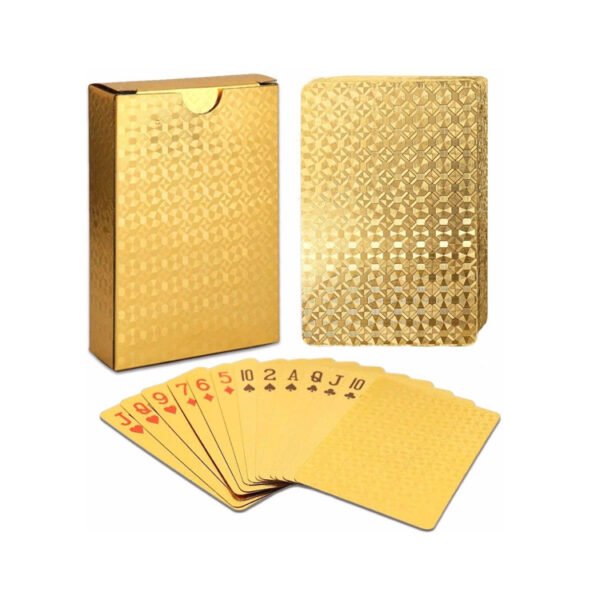 silver and gold plastic poker playing card 6